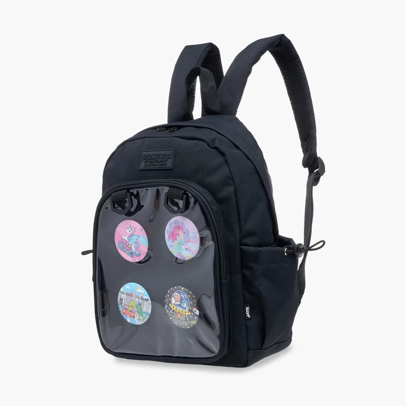 ICON Black Cartoon Print Backpack for Kids